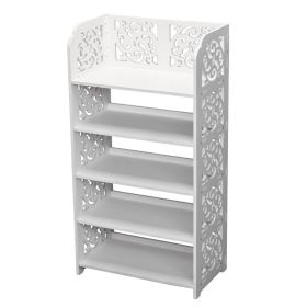 5 Tier Carved Shoe Rack Wooden Plastic Board Freestanding Storage Organizer Shelf Space Saving Shoe Shelf for Entryway Closet Hallway Bedroom Dec