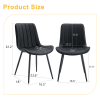 Extended Seat Cushion PU Black Dining Chair Set - Four Pieces,Ergonomic Design.Smooth line design,Integral metal leg structure