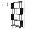 HOMCOM 5-Tier Bookcase S-Shaped Wooden Storage Shelf Modern Decorative for Home and Office Black