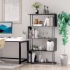 HOMCOM 5-Tier Bookcase S-Shaped Wooden Storage Shelf Modern Decorative for Home and Office Black