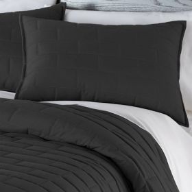 Black Modern Brick Stitch Microfiber Reversible 2 Piece Quilt Set (size: Twin Xl)