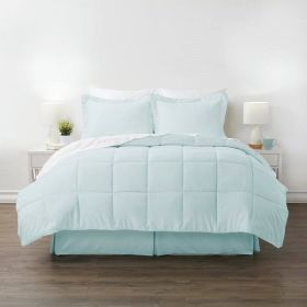 Microfiber 6-Piece Reversible Bed-in-a-Bag Comforter Set in Aqua Blue (size: Cal King)
