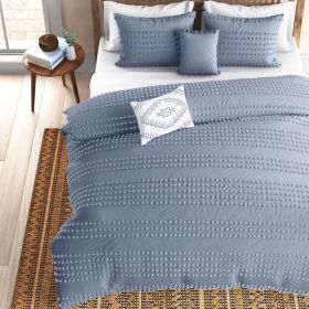5-Piece 100-Percent Cotton Clip Dot Comforter Set in Denim Blue (size: King Size)