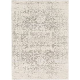 Distressed Oriental Area Rug in Light Grey / Beige (Option: 5' X 7')