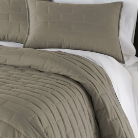 Modern Brick Stitch Microfiber Reversible 3 Piece Comforter Set in Taupe (size: Cal King)