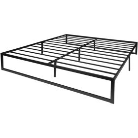 14 Inch High Heavy Duty Black Metal Platform Bed Frame (size: King Size)