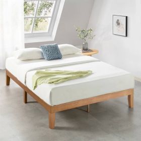 Solid Wood Platform Bed Frame in Natural Wooden Finish (size: Full Size)