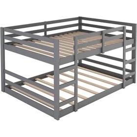 Full over Full Modern Low Profile Bunk Bed in Grey Wood Finish (Color: Grey, size: Full Size)