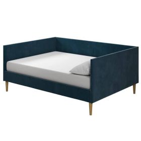 Modern Upholstered Daybed (Color: Navy Blue, size: Full Size)