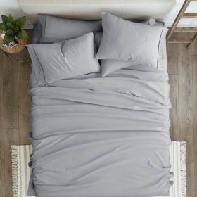 Grey Wrinkle Resistant Microfiber Polyester Sheet Set (Option: 6-Piece, size: King Size)