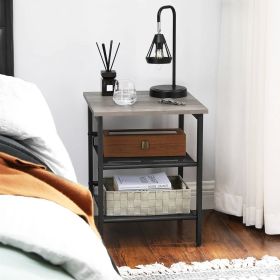 Modern Industrial End Table Nightstand Wood Top Side Table (Option: Metal, Color: Black Grey Beige)