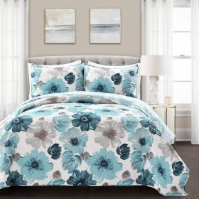Lightweight Polyester Microfiber Quilt Set (Color: Blue Grey, size: King Size)