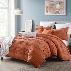 5-Piece 100-Percent Cotton Clip Dot Comforter Set in Brick Orange (size: King Size)