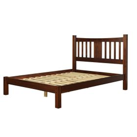 Farmhouse Style Solid Wood Platform Bed Frame with Headboard in Cherry (size: King Size)