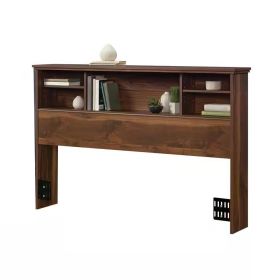 Full / Queen Farmhouse Bookcase Headboard Wood Finish (Color: Brown Walnut)