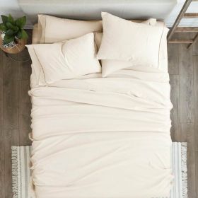 Wrinkle Resistant Microfiber/Polyester Sheet Set (Option: 6-Piece, Color: Ivory Beige, size: King Size)
