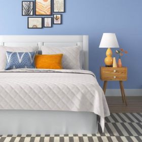 White Polyester Microfiber Diamond Quilted Quilt Set (Option: 3-Piece, size: Cal King)