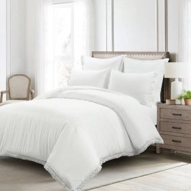 5-Piece Lightweight Polyester Comforter Set with Lace Trim (Color: White, size: King Size)