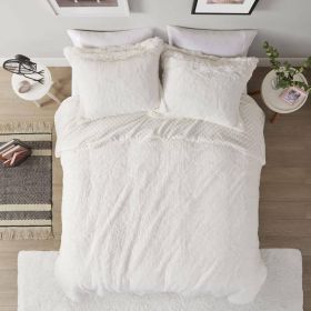 Reversible Soft Sherpa Faux Fur 3-Piece Comforter Set in Ivory (size: Cal King)