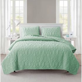 Coastal Beach Starfish Seashell Seahorse Quilt Set (Color: Light Green Teal, size: King Size)