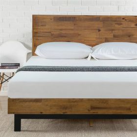 Solid Wood Modern Platform Bed Frame with Adjustable Height Headboard (size: King Size)
