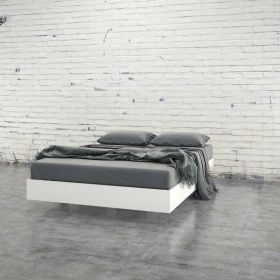 Modern Floating Style White Platform Bed Frame (size: Full Size)