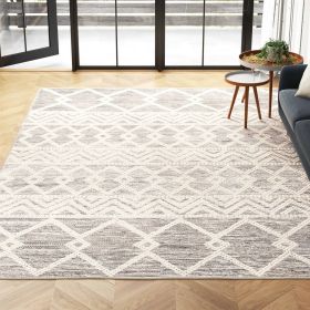 Hand Woven Wool Blend Persian Style Area Rug (Color: Grey Beige Ivory, size: 9-Ft. X 12-Ft.)