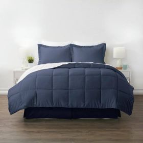 Navy Microfiber Baffle-Box 6-Piece Reversible Bed-in-a-Bag Comforter Set (size: Cal King)