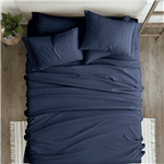 Navy Blue Soft Wrinkle Resistant Microfiber/Polyester Sheet Set (Option: 6-Piece, size: King Size)