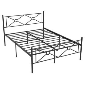 Modern Black Metal Platform Bed Frame with Headboard and Footboard (size: Queen Size)