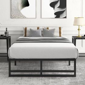 Black Metal Platform Bed Frame with Under-Bed Storage Space (size: Queen Size)