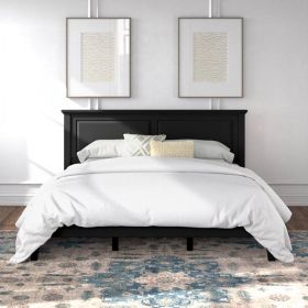 Traditional Solid Oak Wooden Platform Bed Frame with Headboard in Black (size: King Size)