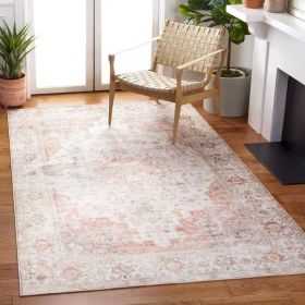 Traditional Persian Style Washable Boho Area Rug (Color: Light-Grey Red, size: 3 Ft. X 5 Ft.)