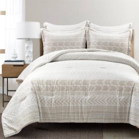 Scandinavian Chevron Beige Taupe 5 Piece Lightweight Comforter Set (size: King Size)