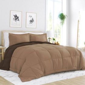 3-Piece Microfiber Reversible Comforter Set in Taupe Brown (size: Cal King)