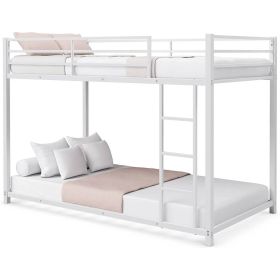Twin over Twin Low Profile Modern Bunk Bed Frame in Metal Finish (Color: White, size: Twin Size)