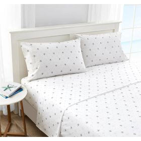 Coastal Beach Starfish White Navy Red 100-Percent Cotton Sheet Set (size: Twin Xl)