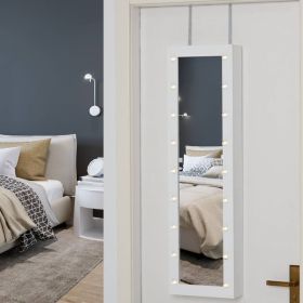 2-in-1 Wall or Door Mounted Jewelry Organizer Full Length Mirror (Color: White)