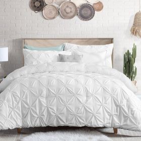 All Season Pleated Hypoallergenic Microfiber Reversible Comforter Set in White (Option: 3-Piece, size: King Size)