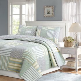 Soft Reversible Patches 100% Cotton Quilt Set (size: King Size)