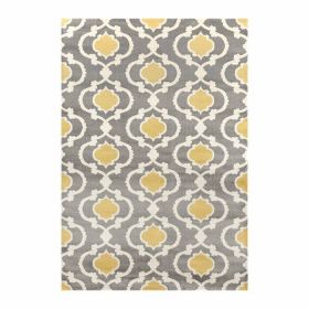Grey Yellow Trellis Geometric Polypropylene Area Rug (Option: 5'3" X 7'3")