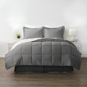 8-Piece Microfiber Reversible Bed-in-a-Bag Comforter Set in Grey (size: Cal King)
