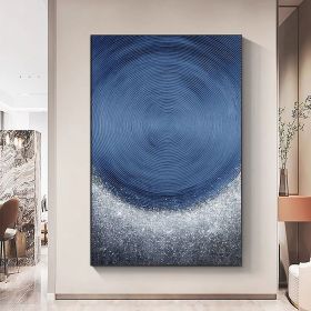 Hand Painted Oil Painting Original silver glitter painting crushed glass wall art navy blue wall art glitter wall art glam decor blue wall decor (Style: 1, size: 100X150cm)