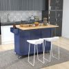 Rolling Mobile Kitchen Island with Solid Wood Top and Locking Wheels,52.7 Inch Width,Storage Cabinet and Drop Leaf Breakfast Bar,Spice Rack